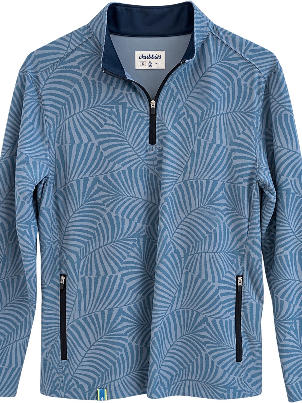 chubbies Men's Light Blue Leaf-Print Quarter-Zip Pullover